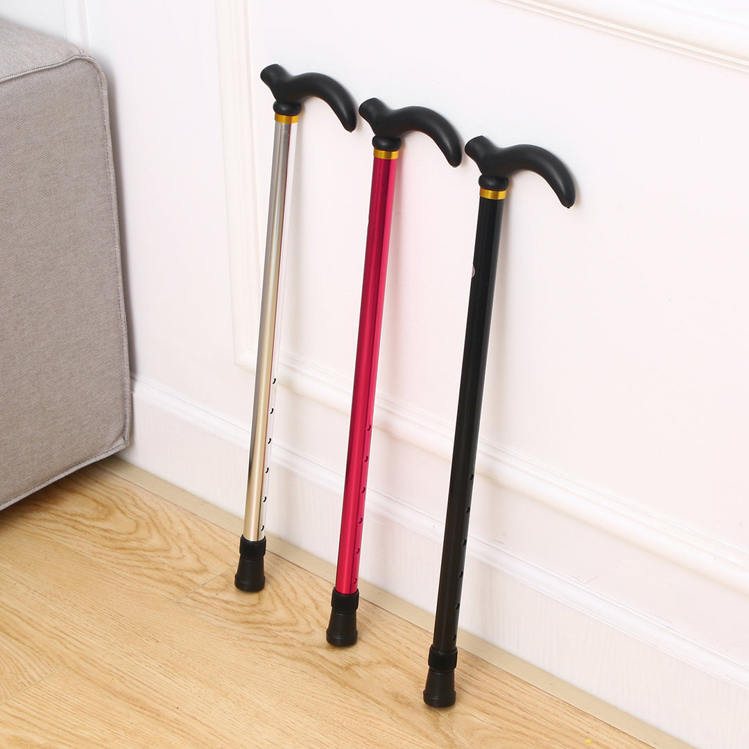 Premium Adjustable Walking Cane – Folding Elderly Cane with Non-Slip Rubber Foot Pads, Comfortable Macromolecule Handle, 