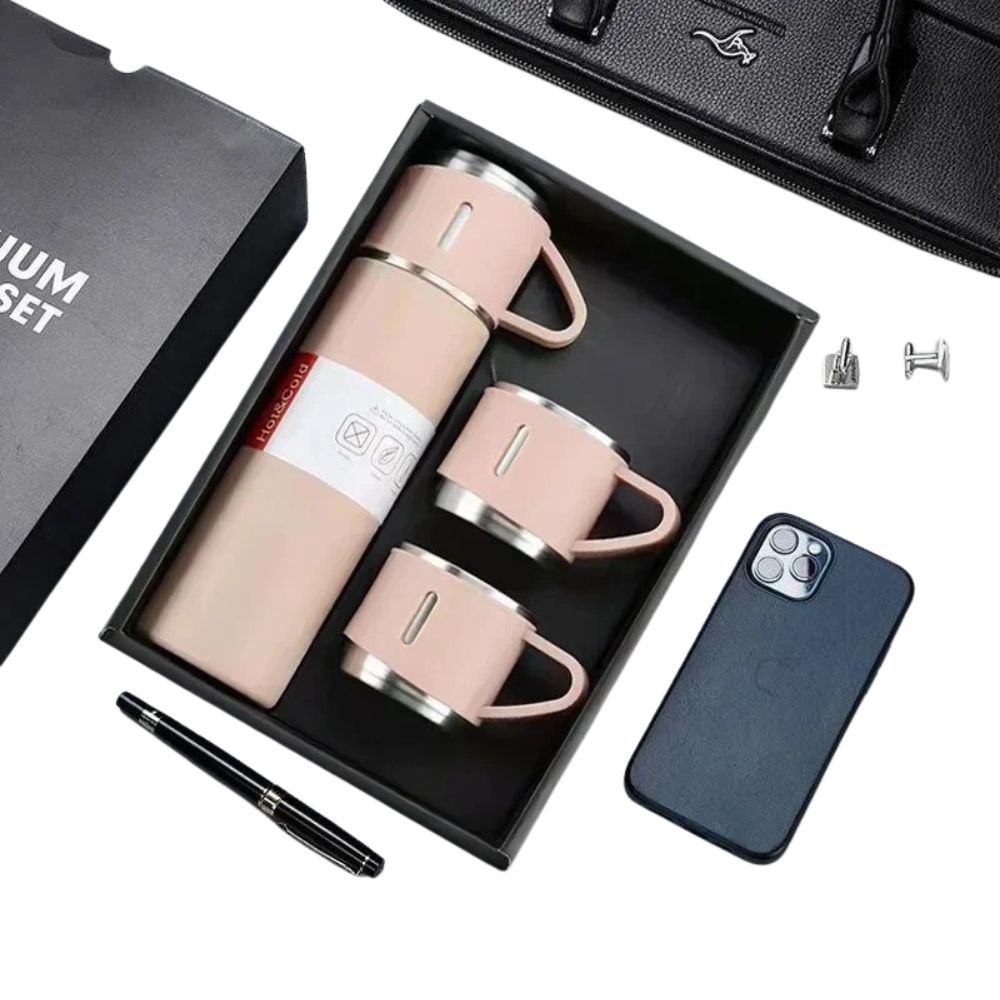 Luxury Stainless Steel Vacuum Flask 500ml - Shimmering Business Style Thermos Bottle, Insulated Hot & Cold Coffee Mug with 