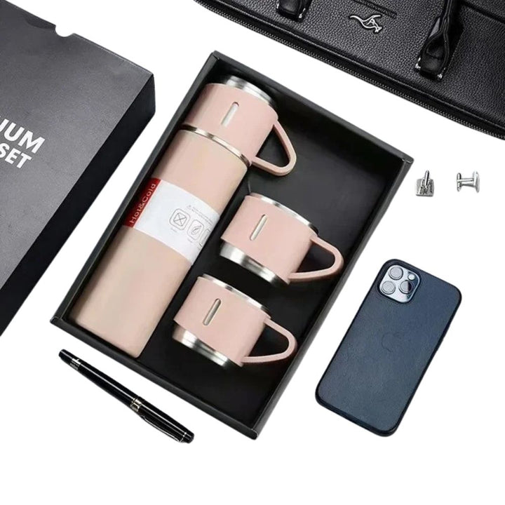 Luxury Stainless Steel Vacuum Flask 500ml - Shimmering Business Style Thermos Bottle, Insulated Hot & Cold Coffee Mug with 