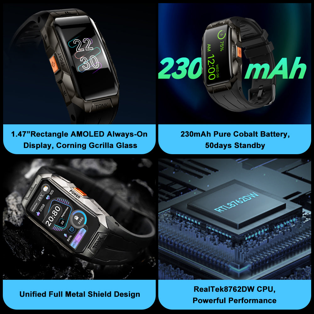 Premium Waterproof Smartwatch for Men & Women – 1.47" AMOLED Display, 70 Sports Modes, Heart Rate & Blood Pressure Monitor,