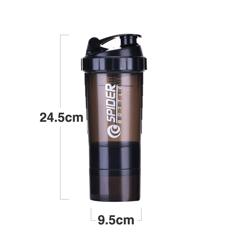 Premium 500ml Portable Protein Shaker Bottle – High Capacity Drinking Container with Powder Case, Plastic Blender for Sports