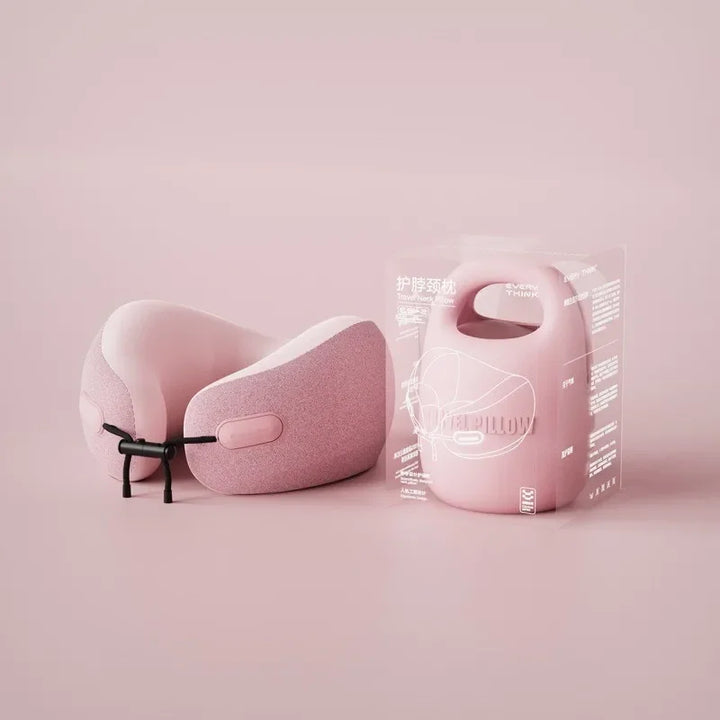 Premium U-Shaped Travel Neck Pillow – Noise Cancelling Memory Foam – Breathable Skin-Friendly Fabric – Detachable Earmuffs