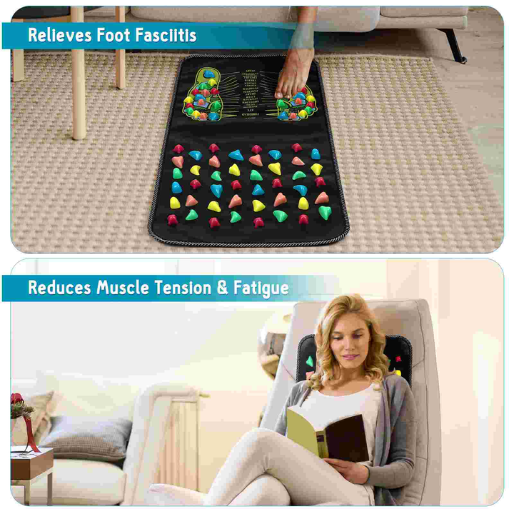 High-Quality Foot Massage Mat, 35x35cm Acupressure Pebble Yoga Mat for Body Pain Relief, Toe Pressure, Health & Fitness, 