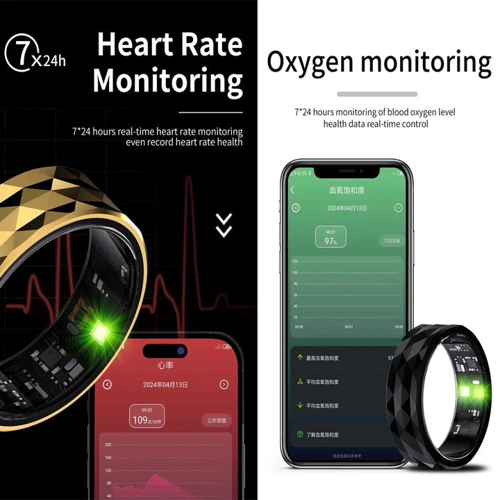 Premium Smart Ring for Health & Sleep Monitoring – 5ATM Waterproof, Heart Rate & Blood Oxygen Tracking, Multi-Sport Modes, 