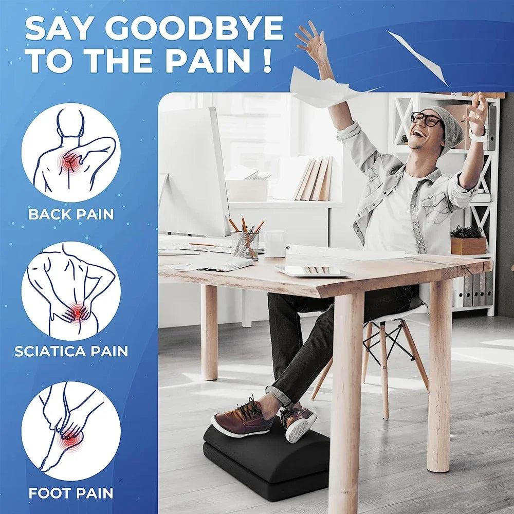 Premium Adjustable Memory Foam Under Desk Foot Rest for Office Chair & Gaming, Ergonomic Support for Back, Hip, Knee, 