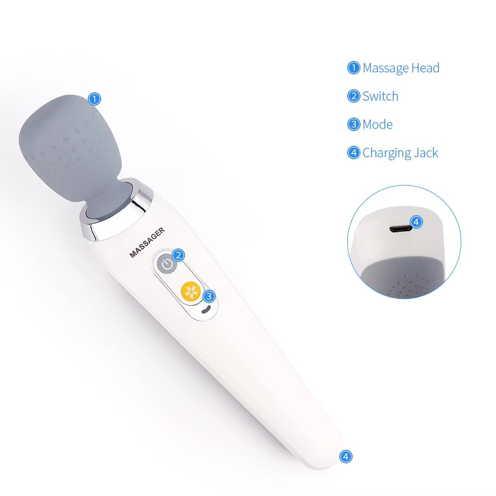Premium USB Handheld Electric Massager – High Frequency Vibration Wand for Neck, Back, and Muscle Pain Relief, Deep Tissue Massage Machine with 5 Modes, Cordless Design, and Therapeutic Relief - StrengthXPhysiotherapy