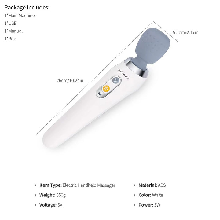 Premium USB Handheld Electric Massager – High Frequency Vibration Wand for Neck, Back, and Muscle Pain Relief, Deep Tissue Massage Machine with 5 Modes, Cordless Design, and Therapeutic Relief - StrengthXPhysiotherapy