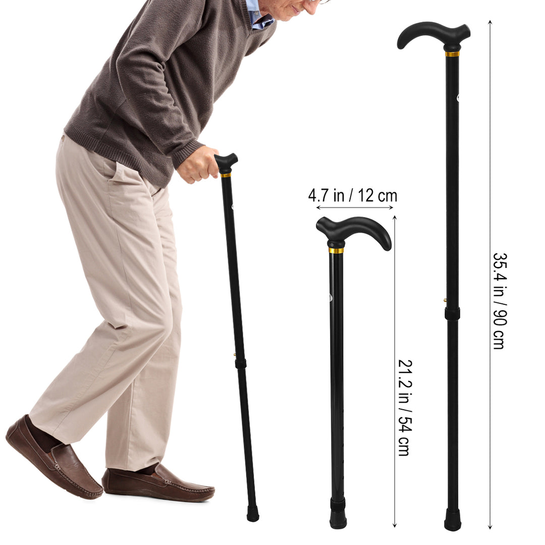 Premium Adjustable Walking Cane – Folding Elderly Cane with Non-Slip Rubber Foot Pads, Comfortable Macromolecule Handle, 