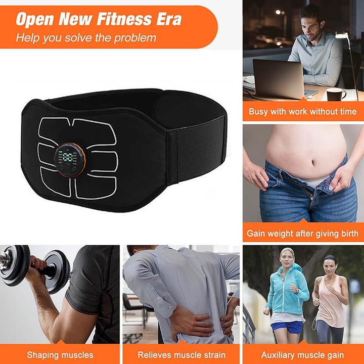 Premium Abdominal Toning Belt - Electronic Muscle Stimulator for Home and Office Fitness, USB Rechargeable, 10 Training