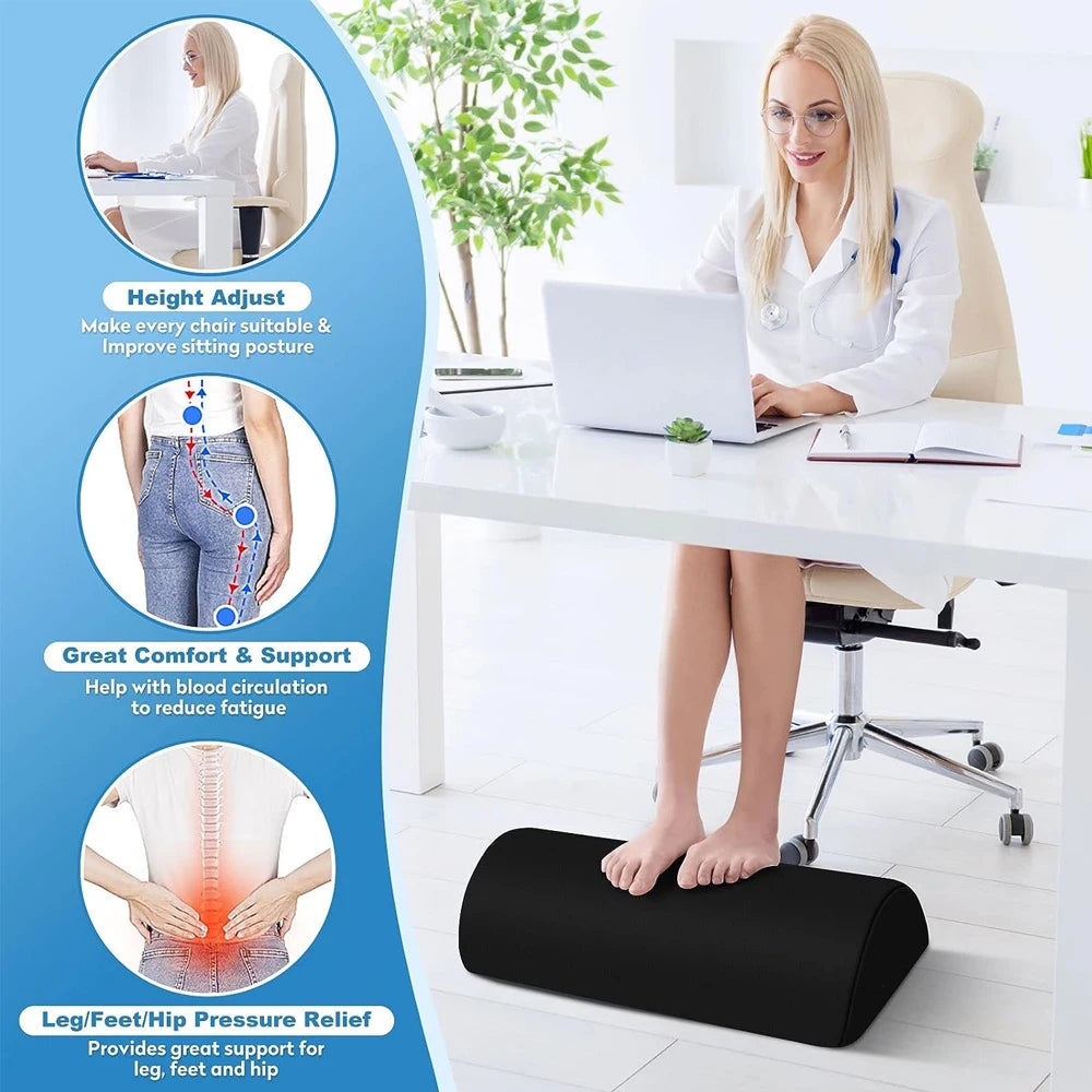 Premium Adjustable Memory Foam Under Desk Foot Rest for Office Chair & Gaming, Ergonomic Support for Back, Hip, Knee, 