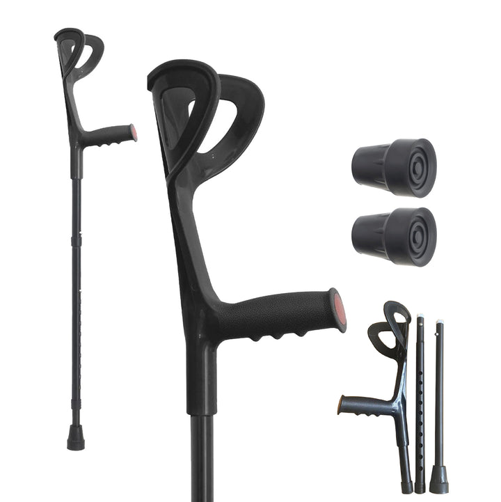 Premium Collapsible Telescopic Cane with LED Light & Alarm – Adjustable Elder Walking Stick with 4-Feet Base for Stability, 