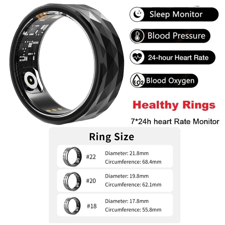 Premium Smart Ring for Health & Sleep Monitoring – 5ATM Waterproof, Heart Rate & Blood Oxygen Tracking, Multi-Sport Modes, 