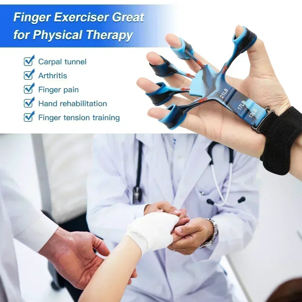 Premium Finger Strengthener & Hand Exerciser - 5 Resistance Levels for Grip, Finger, and Wrist Training - Durable Silicone