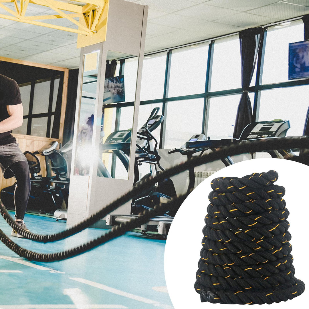 Premium Battle Rope – 9M/12M/15M Fitness Crossfit Ropes for Strength & Power Training – Heavy Duty Workout Ropes for Gym, 