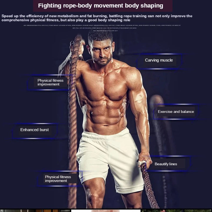 Premium Battle Rope – 9M/12M/15M Fitness Crossfit Ropes for Strength & Power Training – Heavy Duty Workout Ropes for Gym, Home, Bodybuilding, and Conditioning