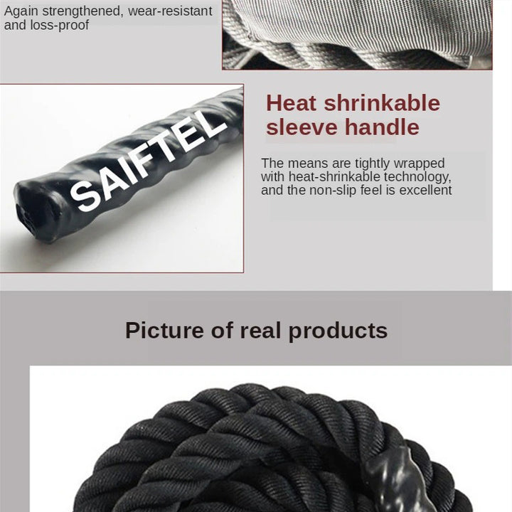 Premium Battle Rope – 9M/12M/15M Fitness Crossfit Ropes for Strength & Power Training – Heavy Duty Workout Ropes for Gym, Home, Bodybuilding, and Conditioning