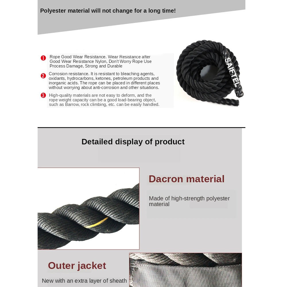 Premium Battle Rope – 9M/12M/15M Fitness Crossfit Ropes for Strength & Power Training – Heavy Duty Workout Ropes for Gym, Home, Bodybuilding, and Conditioning