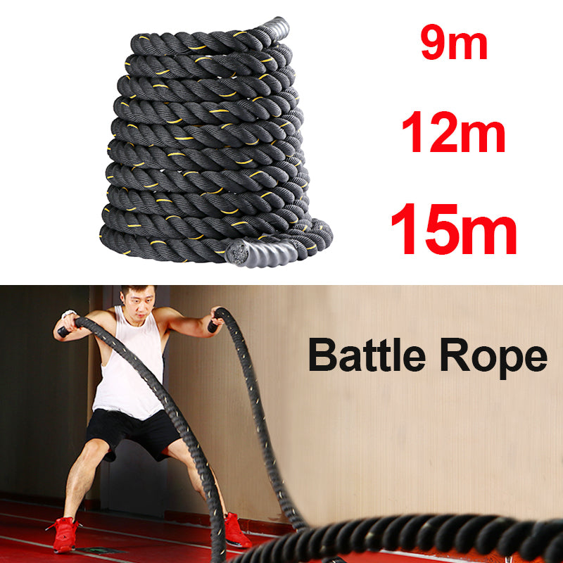 Premium Battle Rope – 9M/12M/15M Fitness Crossfit Ropes for Strength & Power Training – Heavy Duty Workout Ropes for Gym, 