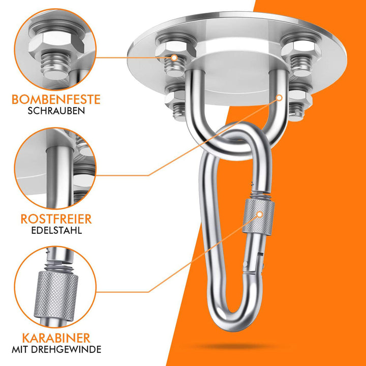 Premium Battle Rope Anchor Kit – Heavy Duty Stainless Steel Wall & Ceiling Mount Bracket for Suspension Straps, Yoga Hammocks