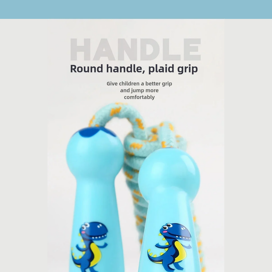 Premium Children's Adjustable Skipping Rope – Soft Cotton Rope with Natural Wooden Handles, Anti-Slip, Cartoon Design, 2.8m Length for Fitness and Fun Outdoors