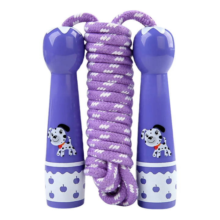 Premium Children's Adjustable Skipping Rope – Soft Cotton Rope with Natural Wooden Handles, Anti-Slip, Cartoon Design, 2.8m Length for Fitness and Fun Outdoors