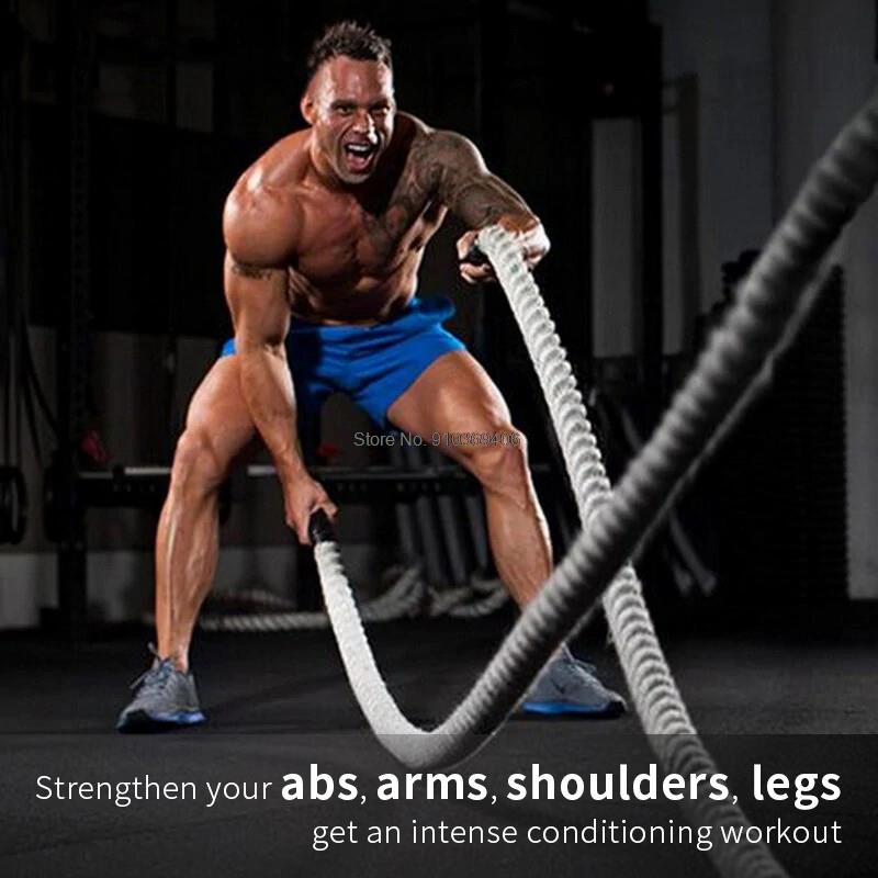 Premium Fitness Battle Rope – 25mm x 9.8ft Heavy Exercise Training Rope for Home Gym & Outdoor Cardio – Durable Nylon & 