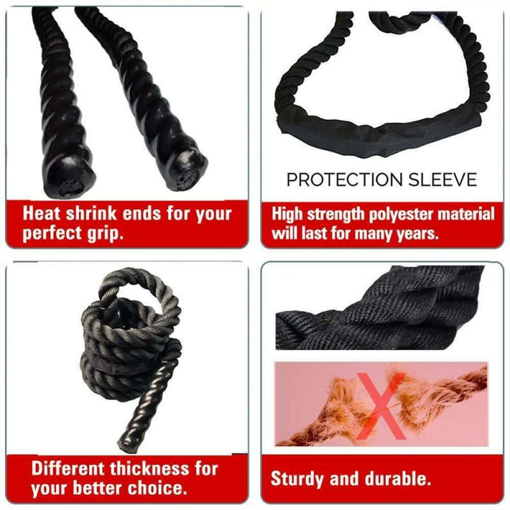 Premium Fitness Battle Rope – 25mm x 9.8ft Heavy Exercise Training Rope for Home Gym & Outdoor Cardio – Durable Nylon & 