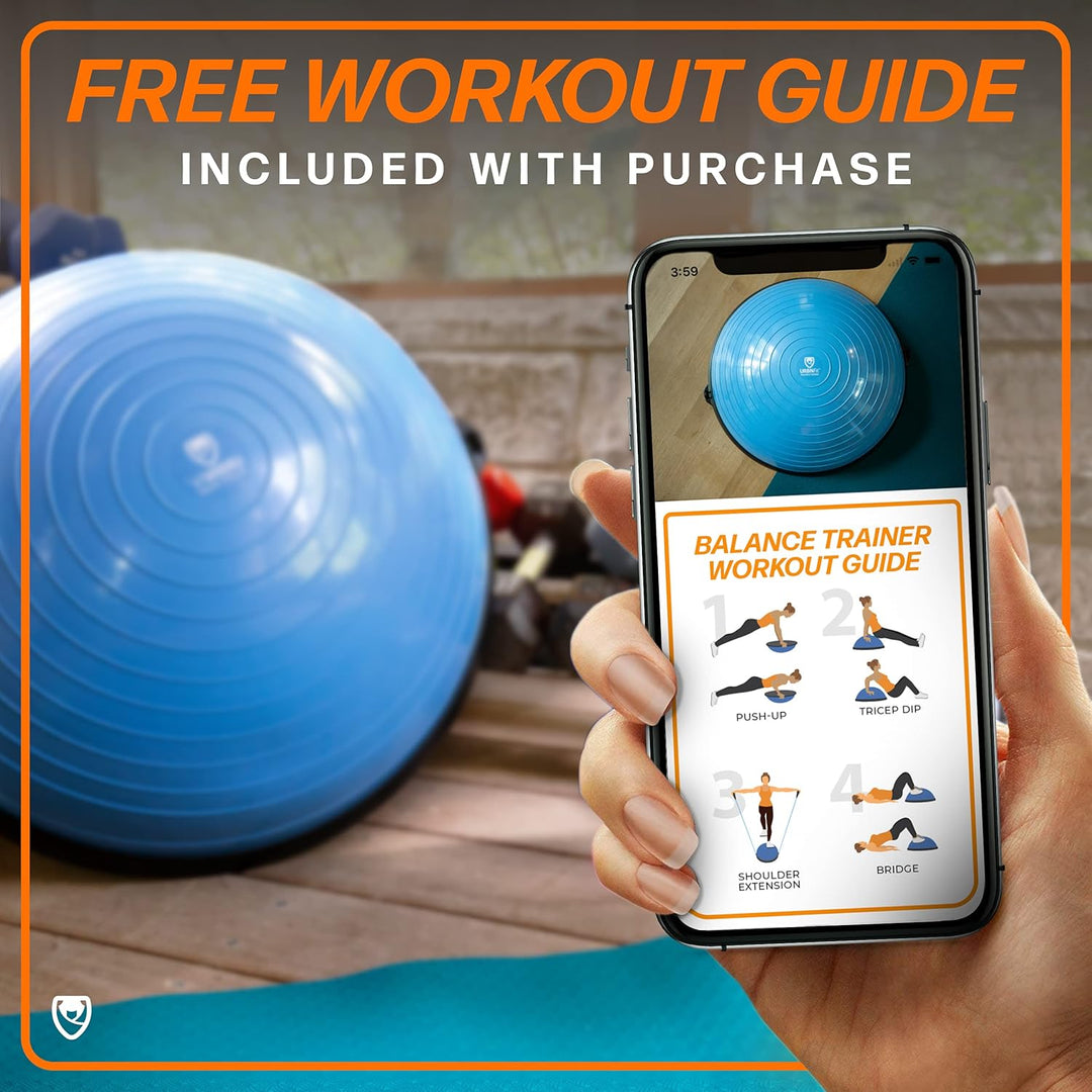 Premium Half Balance Ball – Yoga Balance Trainer for Core Stability & Full Body Workout – Includes Resistance Bands – Home or