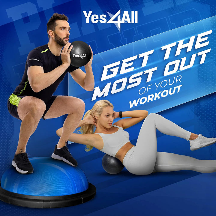 Premium Half Balance Ball – Yoga Balance Trainer for Core Stability & Full Body Workout – Includes Resistance Bands – Home or