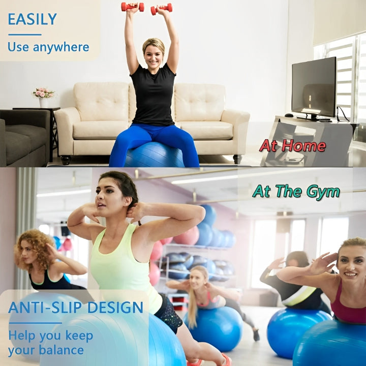 Premium PVC Fitness Yoga Ball for Home Gym & Pilates – Anti-Slip Balance Exercise Ball, Explosion-Proof, Multiple Sizes 