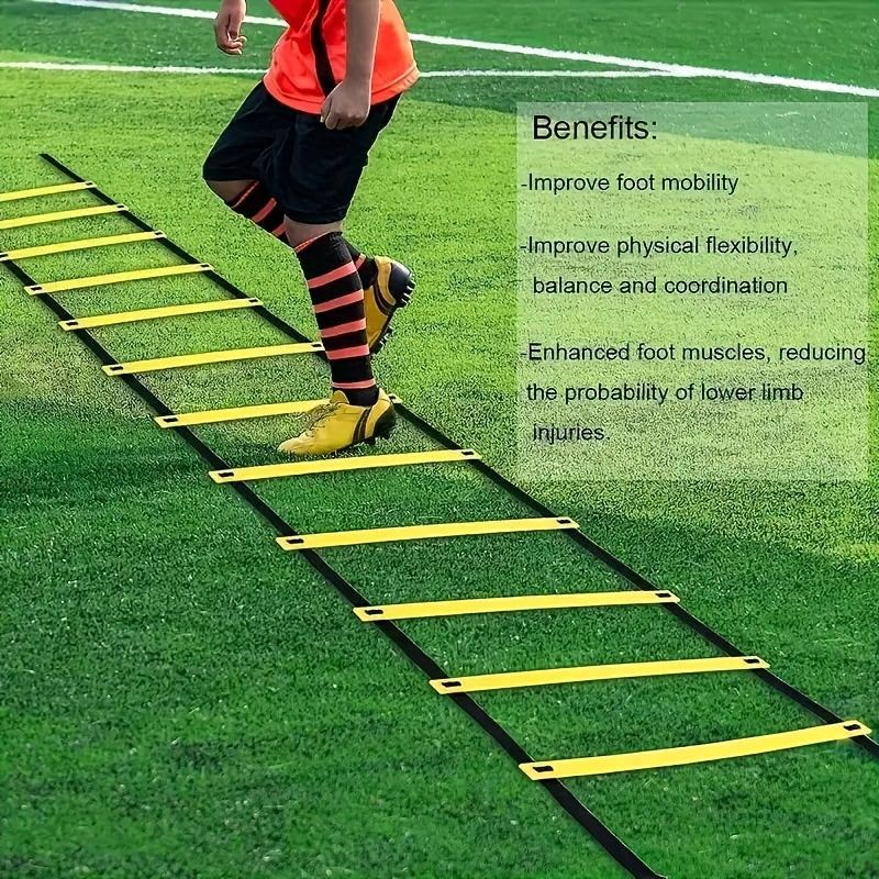 Premium Soccer Speed & Agility Training Set – 19.6ft Agility Ladder, Marking Disks, Training Cones & Parachute for Football