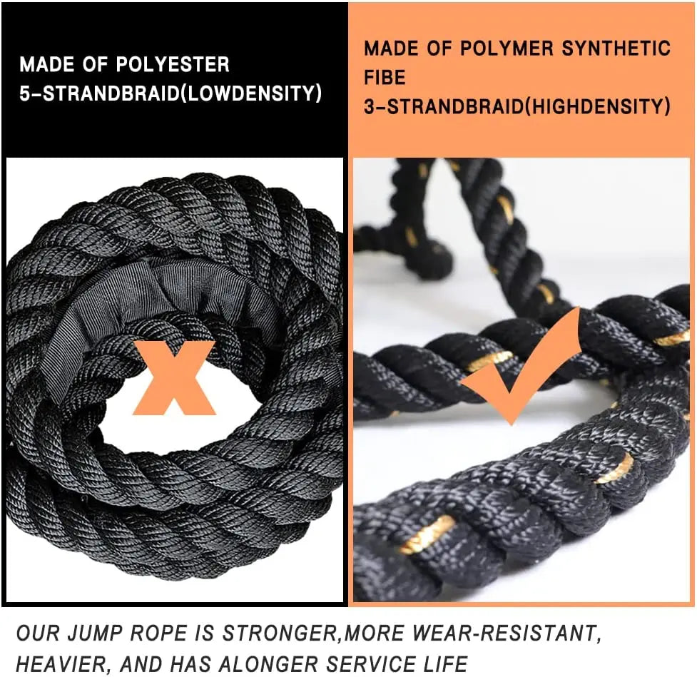 Premium Weighted Jump Rope – 10ft Fitness Skipping Rope for Strength & Cardio Training – Durable Heavy Duty Polyester for Men