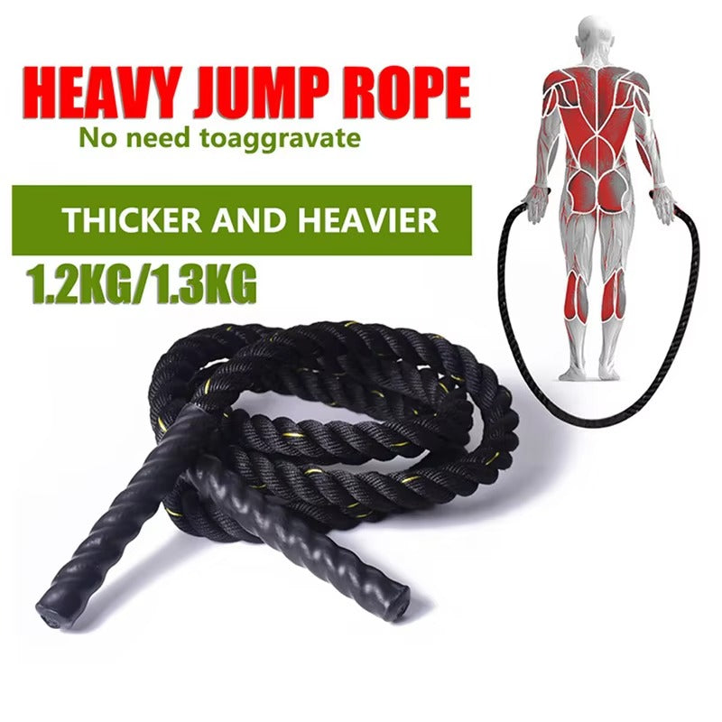 Premium Weighted Jump Rope – 9ft/9.8ft Heavy Skipping Battle Rope for Power & Strength Training – Durable Polyester, Comfort Handles – Full Body & Core Workout for Agility & Endurance