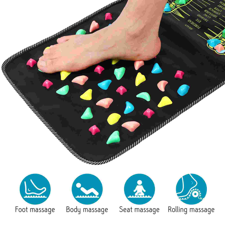 High-Quality Foot Massage Mat, 35x35cm Acupressure Pebble Yoga Mat for Body Pain Relief, Toe Pressure, Health & Fitness, 