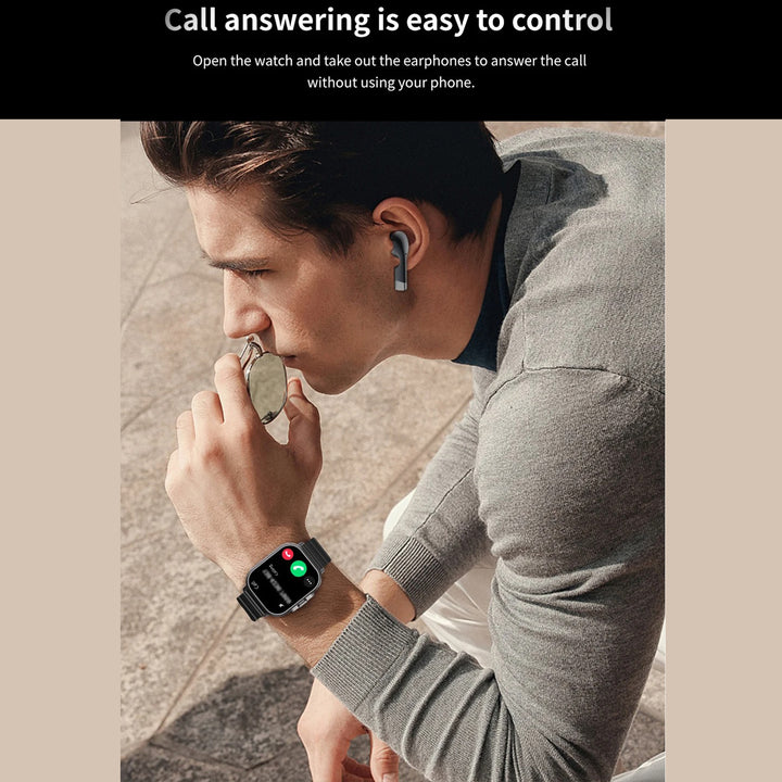 High Quality GPS Smartwatch with 2-in-1 TWS Earbuds – Bluetooth Call, Heart Rate, Blood Pressure & Health Monitoring, Music Playback, 2.01" Full Touch TFT Display, Long Battery Life, AI Voice Assistant, Ideal for Fitness & Daily Use - StrengthXPhysiotherapy