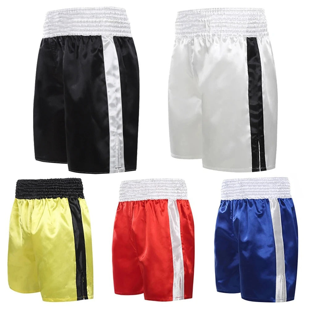 High Quality Muay Thai Fight Shorts – Unisex Kickboxing & MMA Training Pants for Men, Women, Kids, Competition & Grappling Gear with Embroidery, Adjustable Waistband, Satin Polyester, Sanda Martial Arts Clothes - StrengthXPhysiotherapy