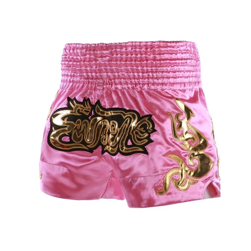 Premium Muay Thai Shorts 2024 – Unisex Boxing & Kickboxing Training Pants with Embroidery, Wide-Leg Design for Men, Women, Kids – Breathable Satin Polyester, Ideal for MMA, Sanda Martial Arts, Gym Workout Gear - StrengthXPhysiotherapy