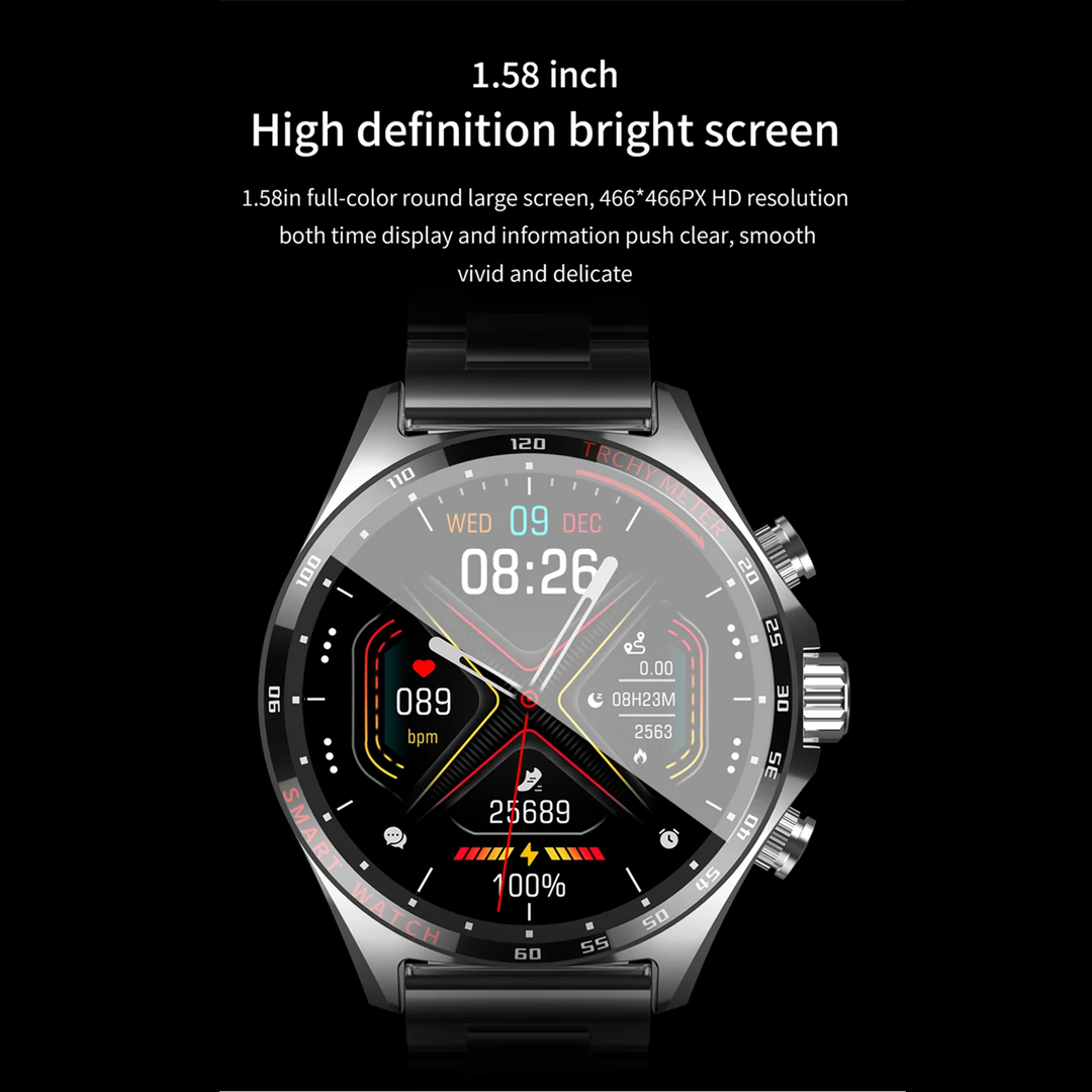 Premium Outdoor Sports GPS Smart Watch for Men – Bluetooth Call, HD AMOLED Screen, Health Monitoring, Compass, IP68 Waterproof, Multi-Sport Mode, Sleep & Blood Oxygen Monitoring, Music Control - StrengthXPhysiotherapy