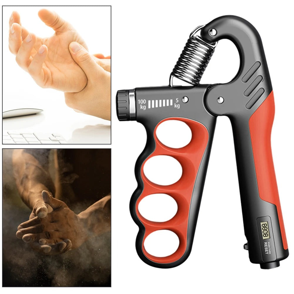 Premium Adjustable 5-100KG Grip Strength Trainer with Counter – Hand Gripper for Muscle Building, Wrist Expander & Fitness Training – Durable Stainless Steel, Non-Slip Design for Gym, Therapy, and Injury Recovery – Ideal for Athletes & Musicians - StrengthXPhysiotherapy