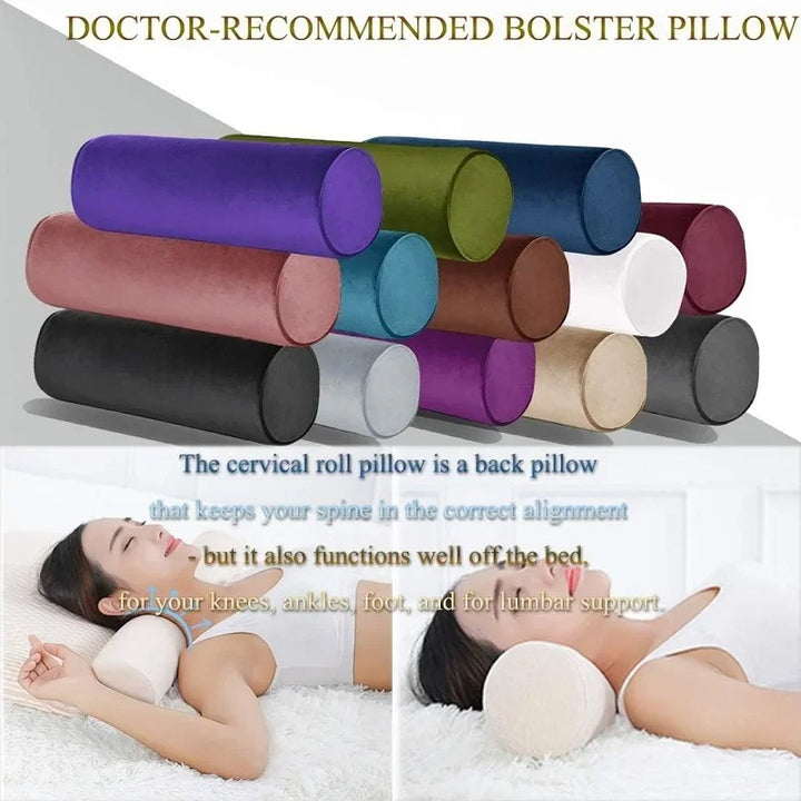 Premium Memory Foam Roll Pillow – Therapeutic Neck, Knee, & Leg Support – Cylinder Bolster for Sleeping, Back & Side Sleepers – Pain Relief, Spinal Alignment, Removable Cooling Cover – Ergonomic & Durable - StrengthXPhysiotherapy
