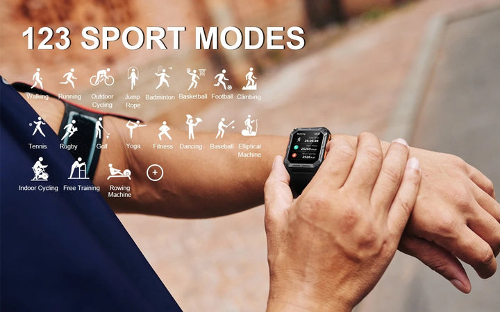 Premium IP68 Waterproof Smartwatch with Bluetooth Calling & 123 Sport Modes - 1.83" HD Display, Heart Rate & Blood Oxygen Monitor, Sleep Tracking, Voice Assistant, Long Battery Life, Compatible with Android & iOS - StrengthXPhysiotherapy