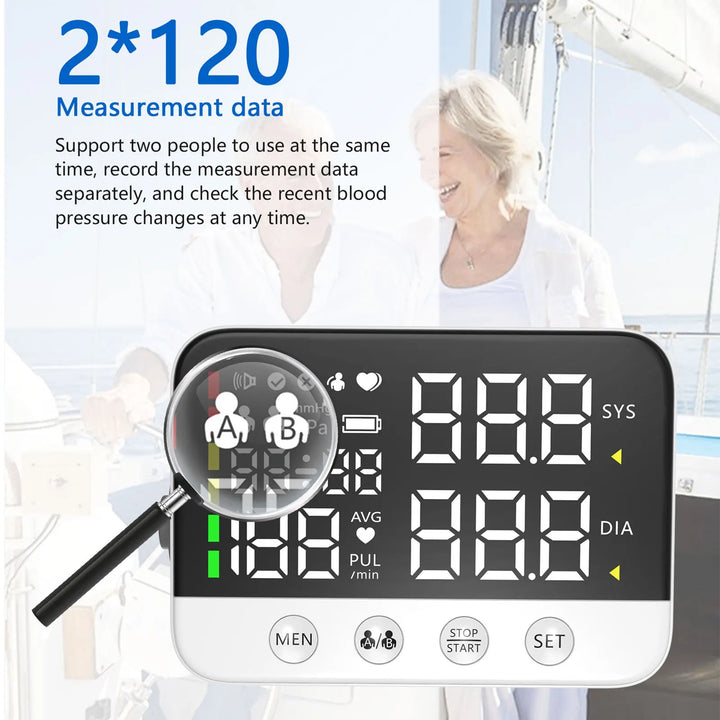 Premium Digital Upper Arm Blood Pressure Monitor – Accurate Sphygmomanometer, Full Automatic Pressurization & Decompression, LED Display, Medical BP Monitoring, 120 Set Memory, Lithium Battery Powered - StrengthXPhysiotherapy