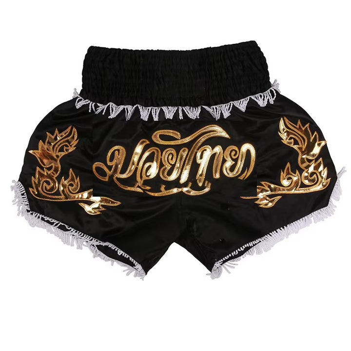 Premium Muay Thai Shorts 2024 – Unisex Boxing & Kickboxing Training Pants with Embroidery, Wide-Leg Design for Men, Women, Kids – Breathable Satin Polyester, Ideal for MMA, Sanda Martial Arts, Gym Workout Gear - StrengthXPhysiotherapy