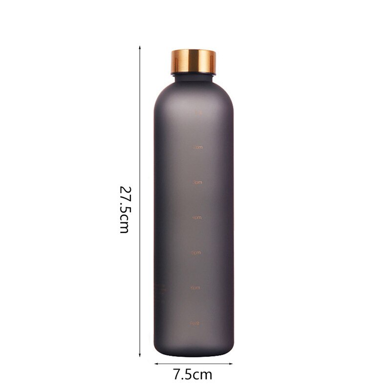 Premium 1L Motivational Water Bottle with Time Marker - BPA-Free, Leakproof Frosted Plastic, 32oz Reusable Sports and Fitness
