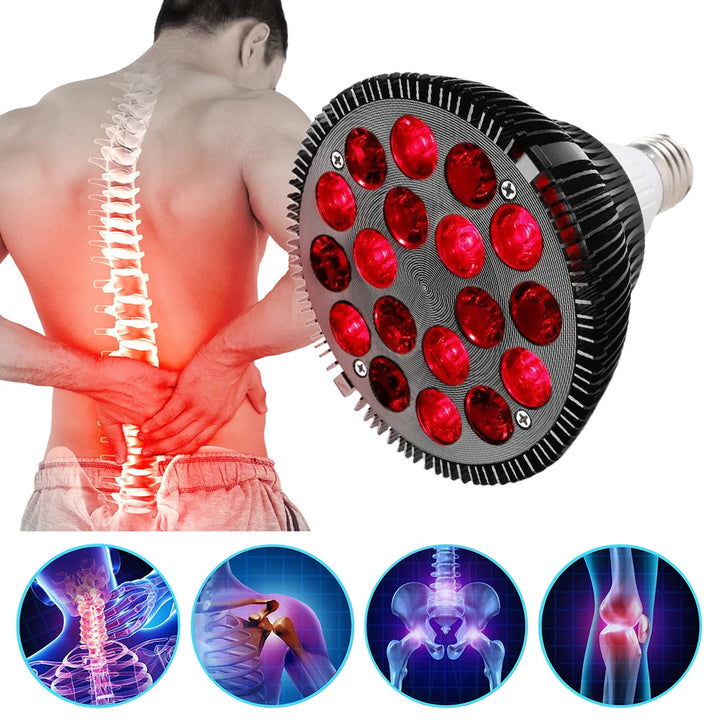 Premium Red Light Therapy Lamp for Muscle, Joint Pain Relief, Wound Healing – 660nm & 850nm Deep Penetration Infrared Bulb, 