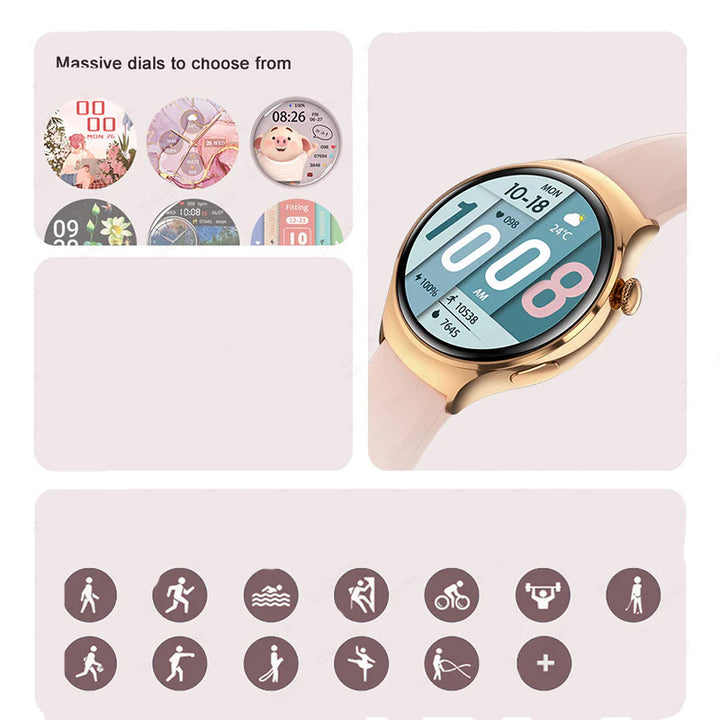 Premium Smart Watch for Women – Full Touch Screen, Fitness Tracker, Heart Rate, Blood Pressure Monitor, IP67 Waterproof, 