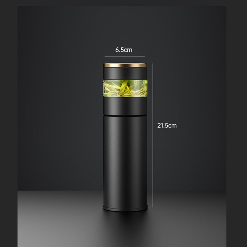 Premium Stainless Steel Tea Infuser Thermos with LED Temperature Display – 450ML Insulated Coffee Mug with Tea Separation, 