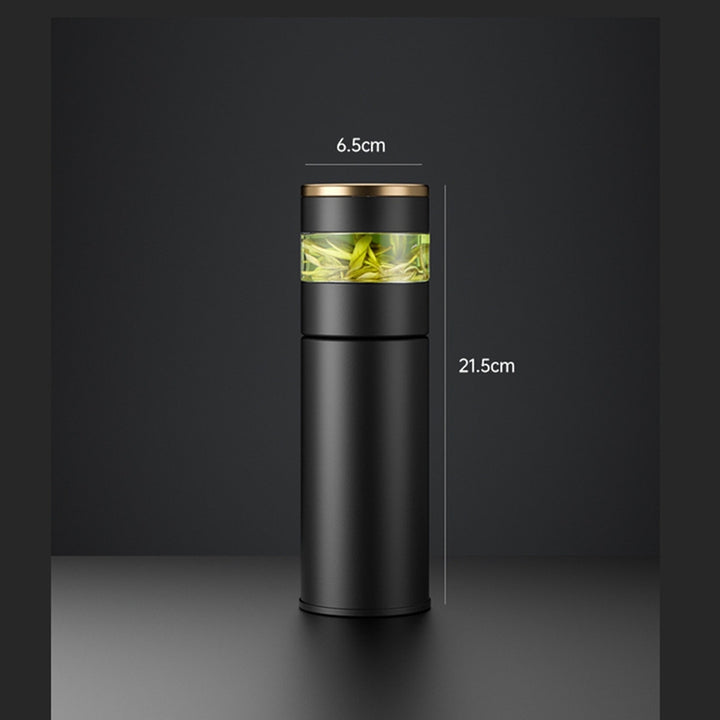 Premium Stainless Steel Tea Infuser Thermos with LED Temperature Display – 450ML Insulated Coffee Mug with Tea Separation, 