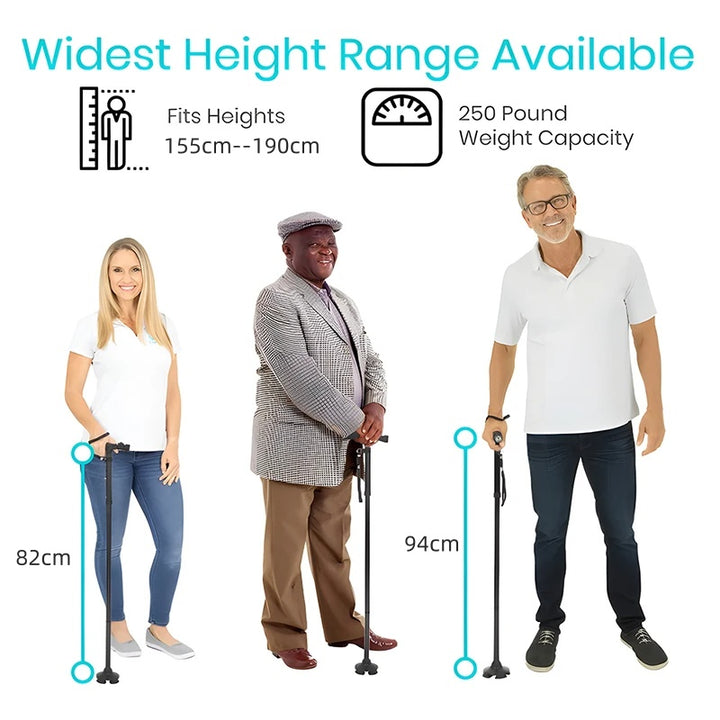 Premium Collapsible Telescopic Elder Cane – LED Walking Stick, Adjustable Folding Crutch for Seniors, Shock Absorber System, 