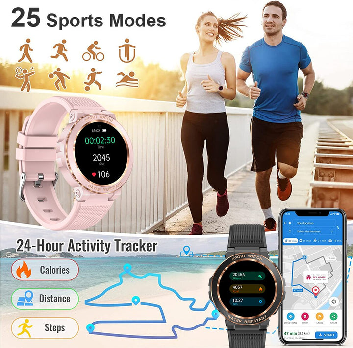 Premium Smart Watch for Women – Full Touch Screen, Fitness Tracker, Heart Rate, Blood Pressure Monitor, IP67 Waterproof,  